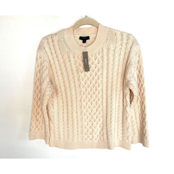 J Crew Cotton/Cashmere  Cable Knit Crewneck Sweater in Cream Col Size XS NEW - Picture 3 of 7